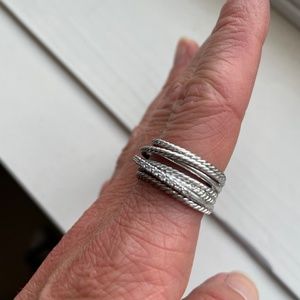 David Yurman Crossover Ring with Pavé Diamonds